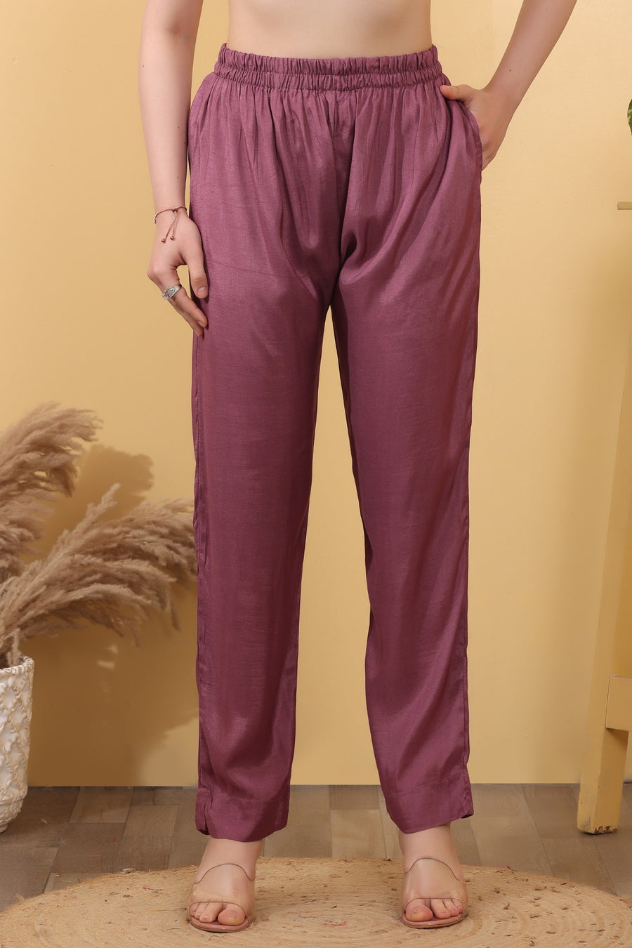 Mauve Printed Premium Suit Set with Dupatta - HSDAASKAR000021