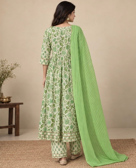 Green Printed Cotton SKD Set