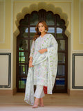 White Floral Printed Kurta Set