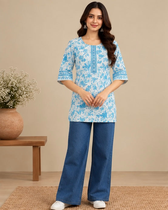 Floral Printed Cotton Kurta for Women