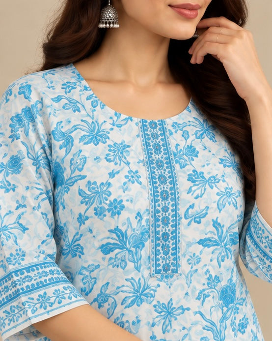 Floral Printed Cotton Kurta for Women