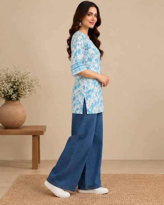 Floral Printed Cotton Kurta for Women