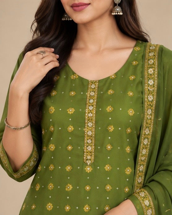 Printed Silk Blend Salwar Suit Set for Women