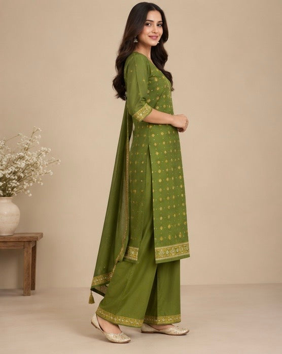 Printed Silk Blend Salwar Suit Set for Women