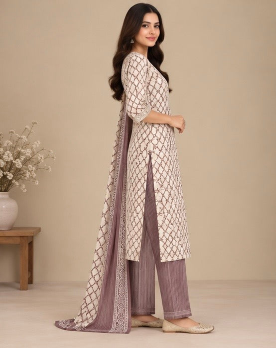 Printed Silk Blend Salwar Suit Set for Women