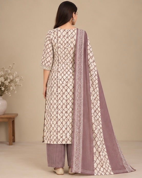 Printed Silk Blend Salwar Suit Set for Women