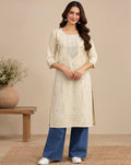 Embroidered Silk Blend Kurta for Women