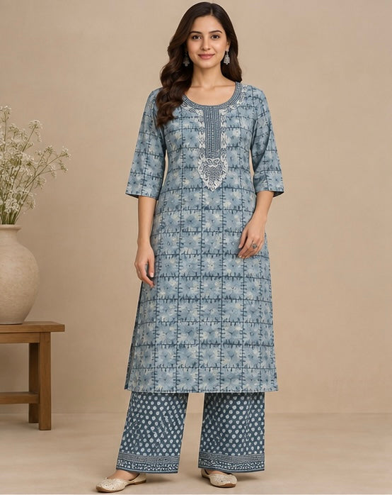 Printed Silk Blend Kurta Pant Set for Women
