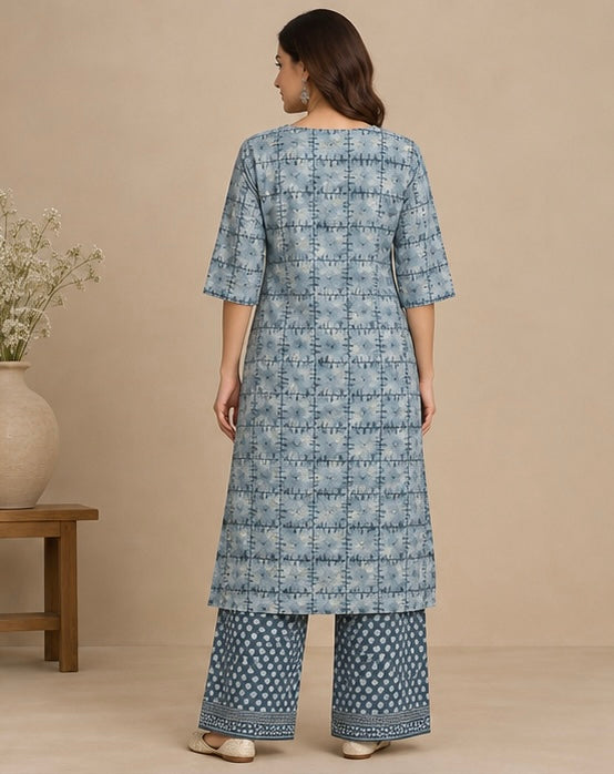 Printed Silk Blend Kurta Pant Set for Women