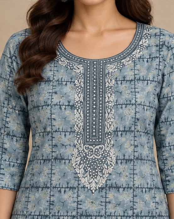 Printed Silk Blend Kurta Pant Set for Women