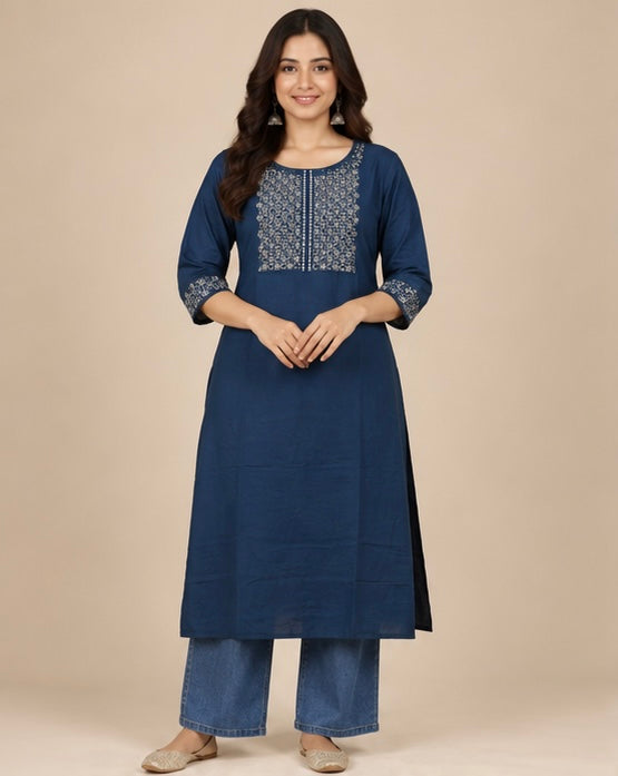 Embroidered Rayon Kurta for Women