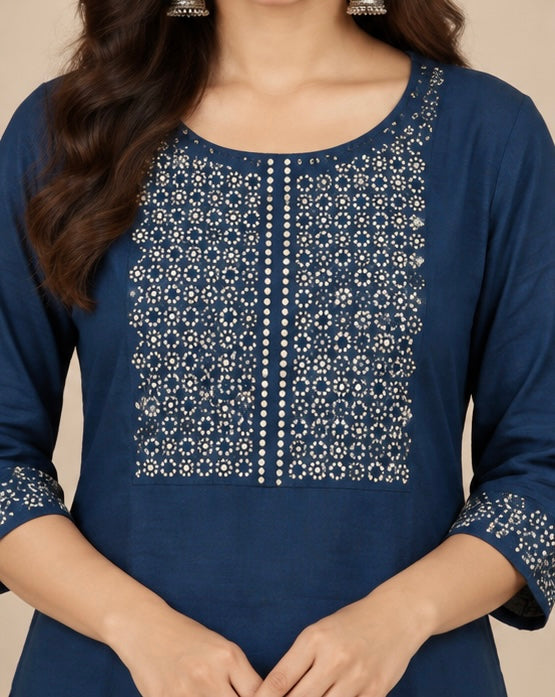 Embroidered Rayon Kurta for Women