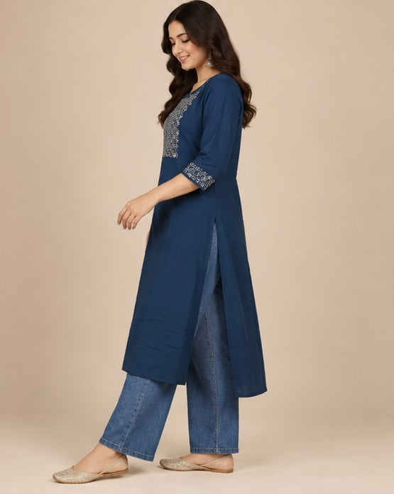 Embroidered Rayon Kurta for Women