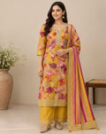 Yellow Floral Printed Silk Blend SKD Set