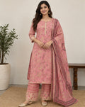 Pink Printed Cotton Blend SKD Set