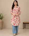 Multicolor Floral Printed Silk Blend Kurta
