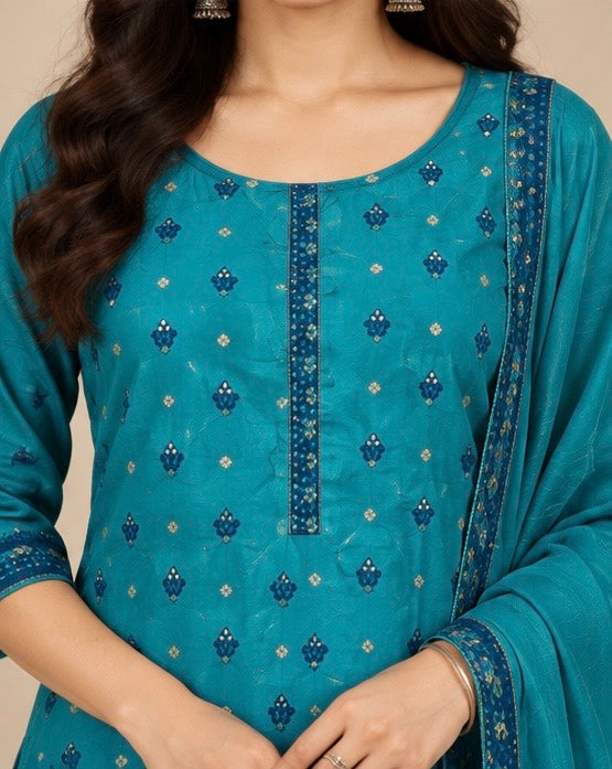 Printed Silk Blend Salwar Suit Set for Women