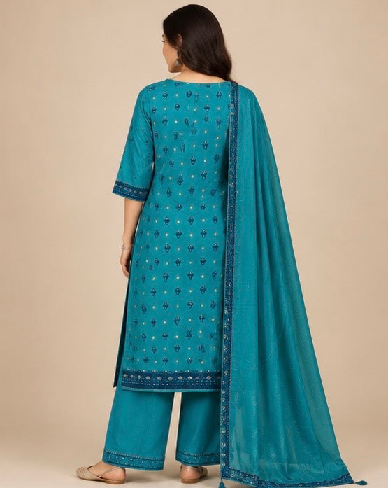 Printed Silk Blend Salwar Suit Set for Women