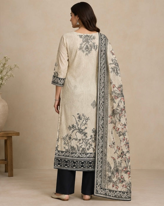 Floral Printed Silk Blend Salwar Suit Set for Women