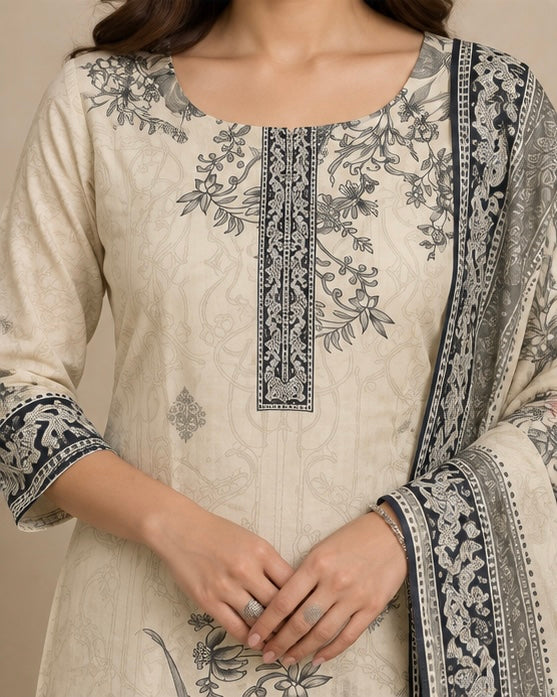 Floral Printed Silk Blend Salwar Suit Set for Women