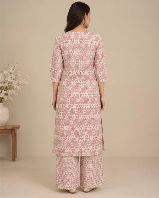 Printed Cotton Blend Kurta Pant Set for Women