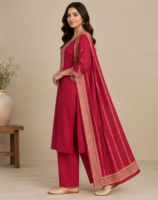 Embroidered Silk Blend Salwar Suit Set for Women