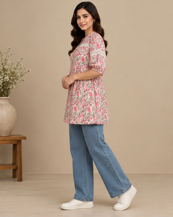 Floral Printed Cotton Kurta for Women