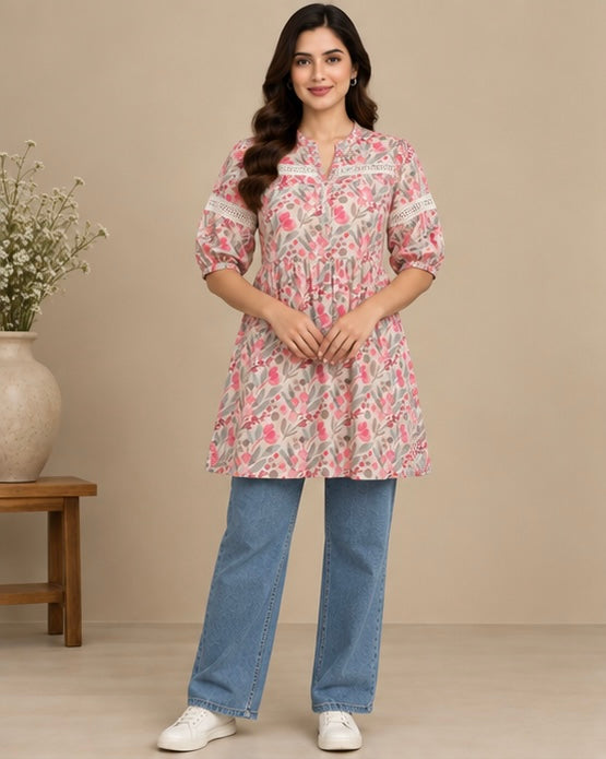 Floral Printed Cotton Kurta for Women