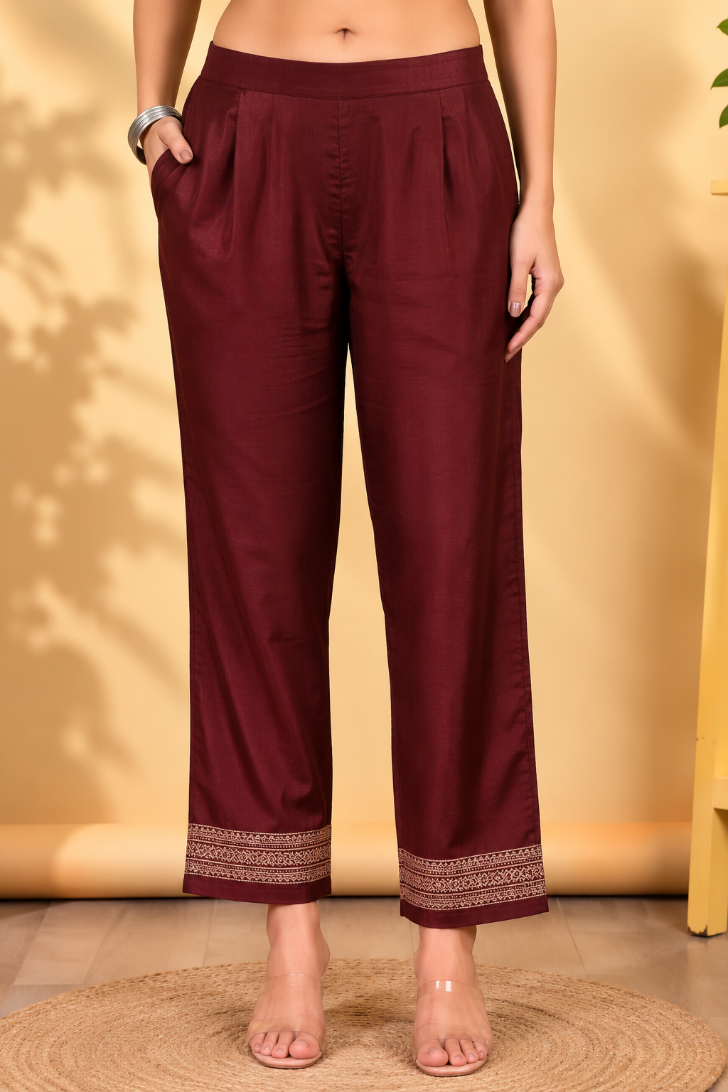Maroon Ivory Print Jacquard Winter SKD