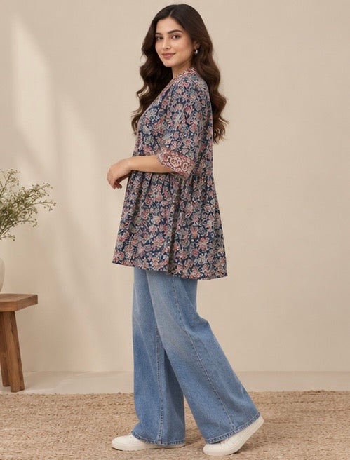Floral Printed Cotton Kurta for Women