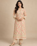 Ivory Floral Printed Cotton Cord Set for Women