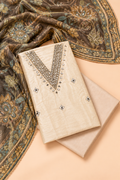 Ivory Tissue Silk Unstitched Suit Set for Women