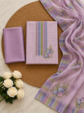 Lilac Kota Printed Unstitched Suit Set with Floral Dupatta