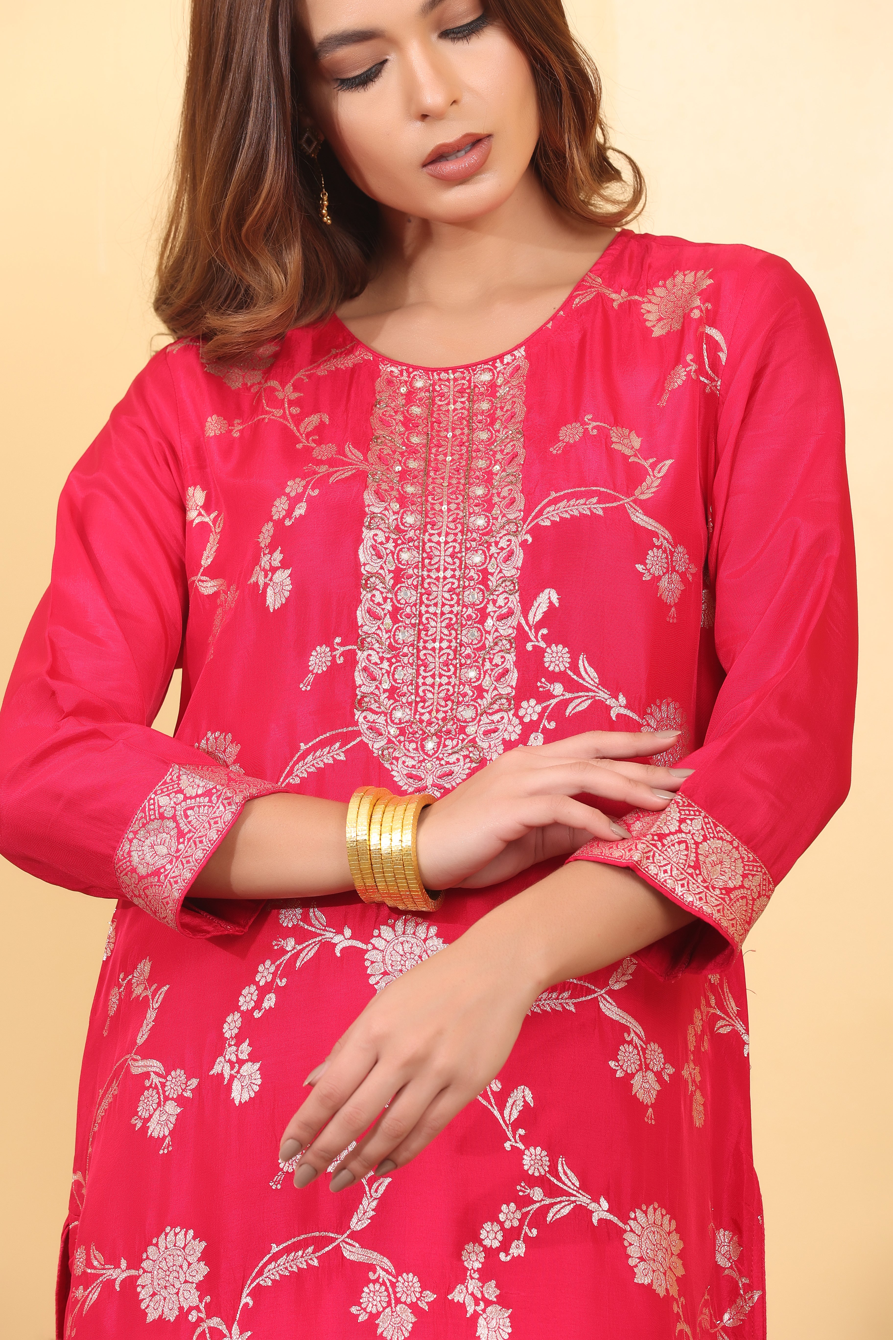 Rani Dola Silk Embroidered Salwar Kurta Dupatta Set for Women