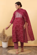 Maroon Printed Kurta Set.