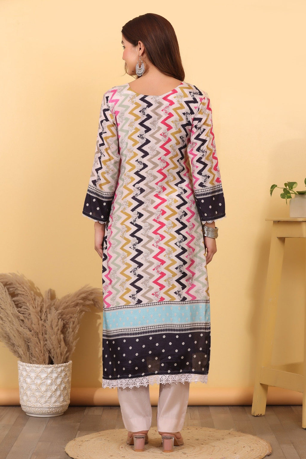 Multicolor Silk Blend Printed Suit Set with Designer Dupatta HSDAASKAR000009