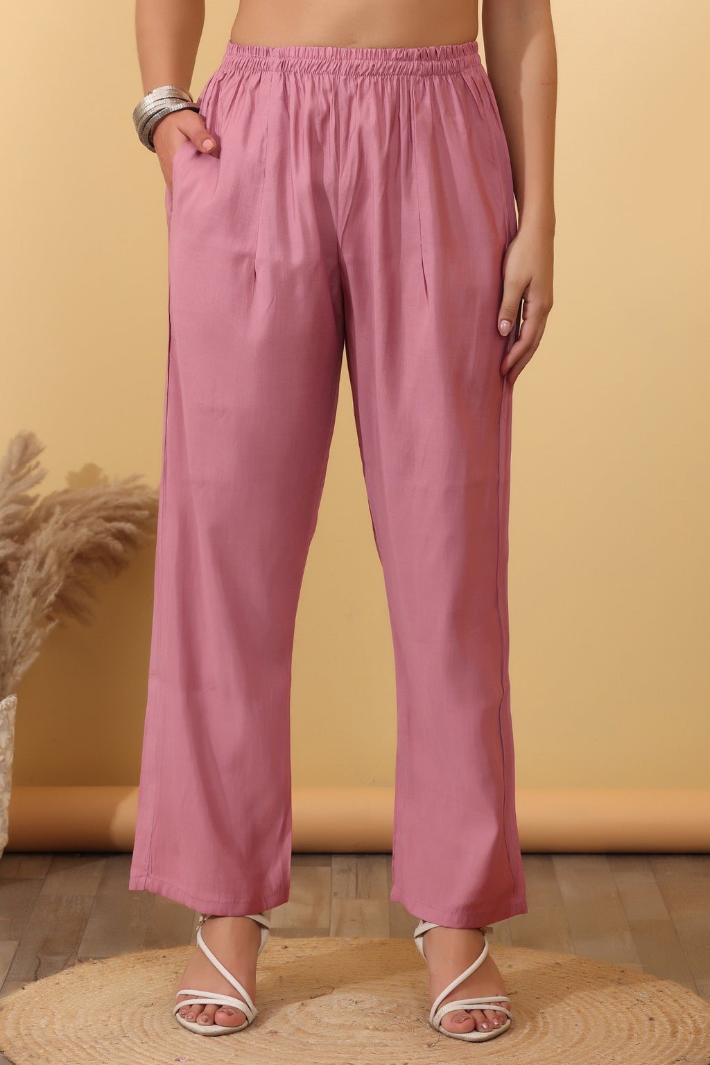 Blush Pink Embroidered Organza Suit Set with Floral Lace Dupatta HSDAASKKN000030