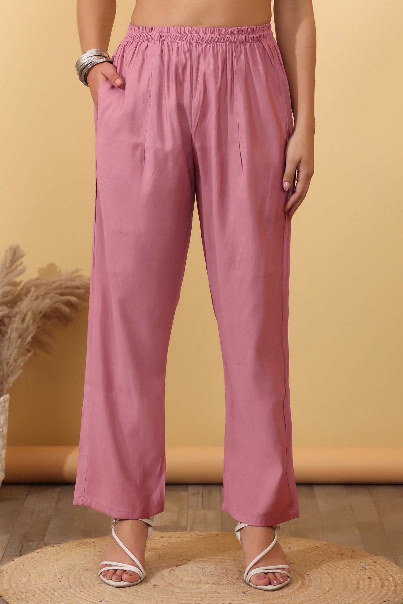 Blush Pink Embroidered Organza Suit Set with Floral Lace Dupatta HSDAASKKN000030