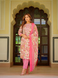 Pink Floral Printed Kurta Set.