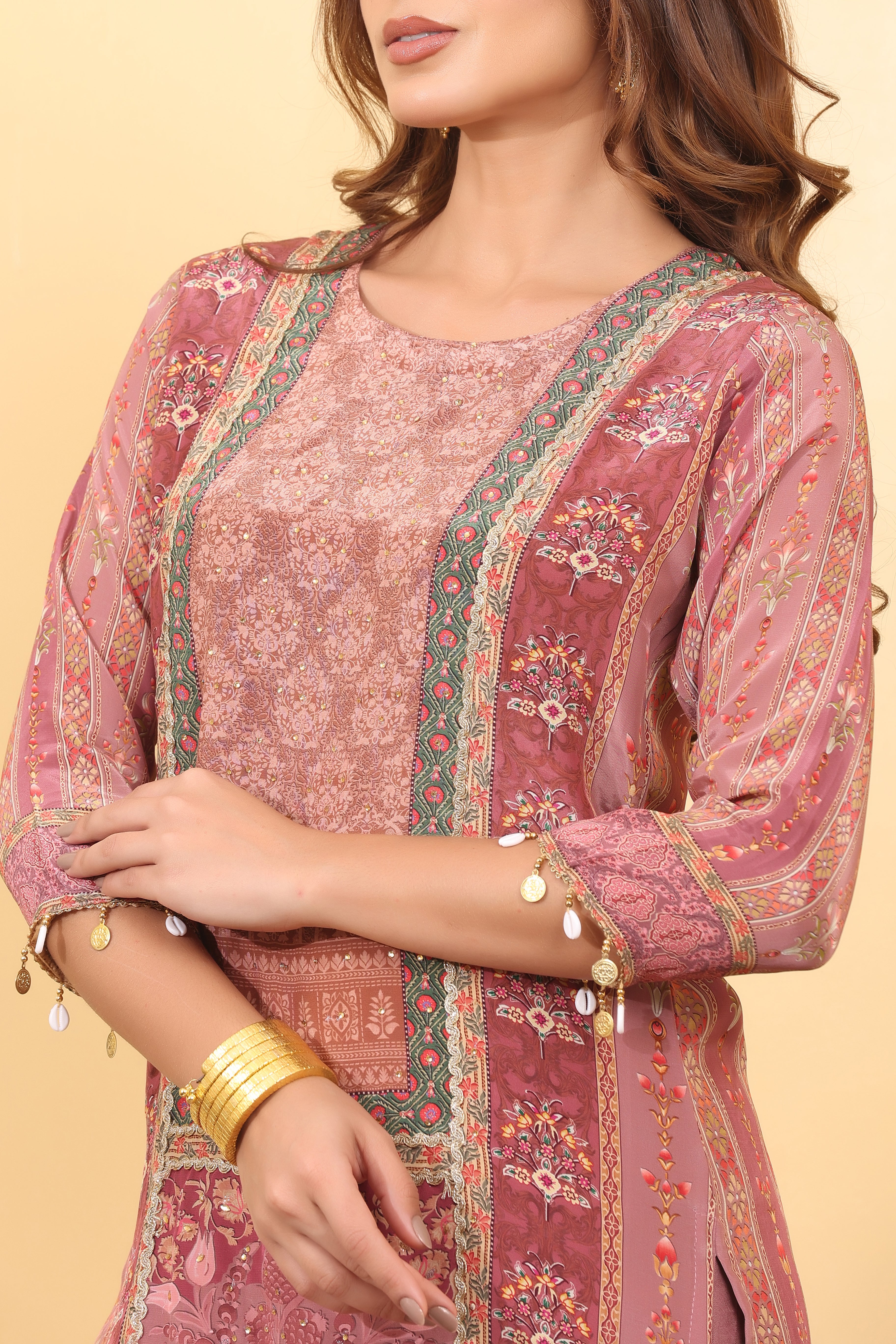 Dazzle Pink Silk Blend Salwar Kurta Set for Women