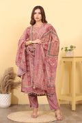 Dazzle Pink Silk Blend Salwar Kurta Set for Women