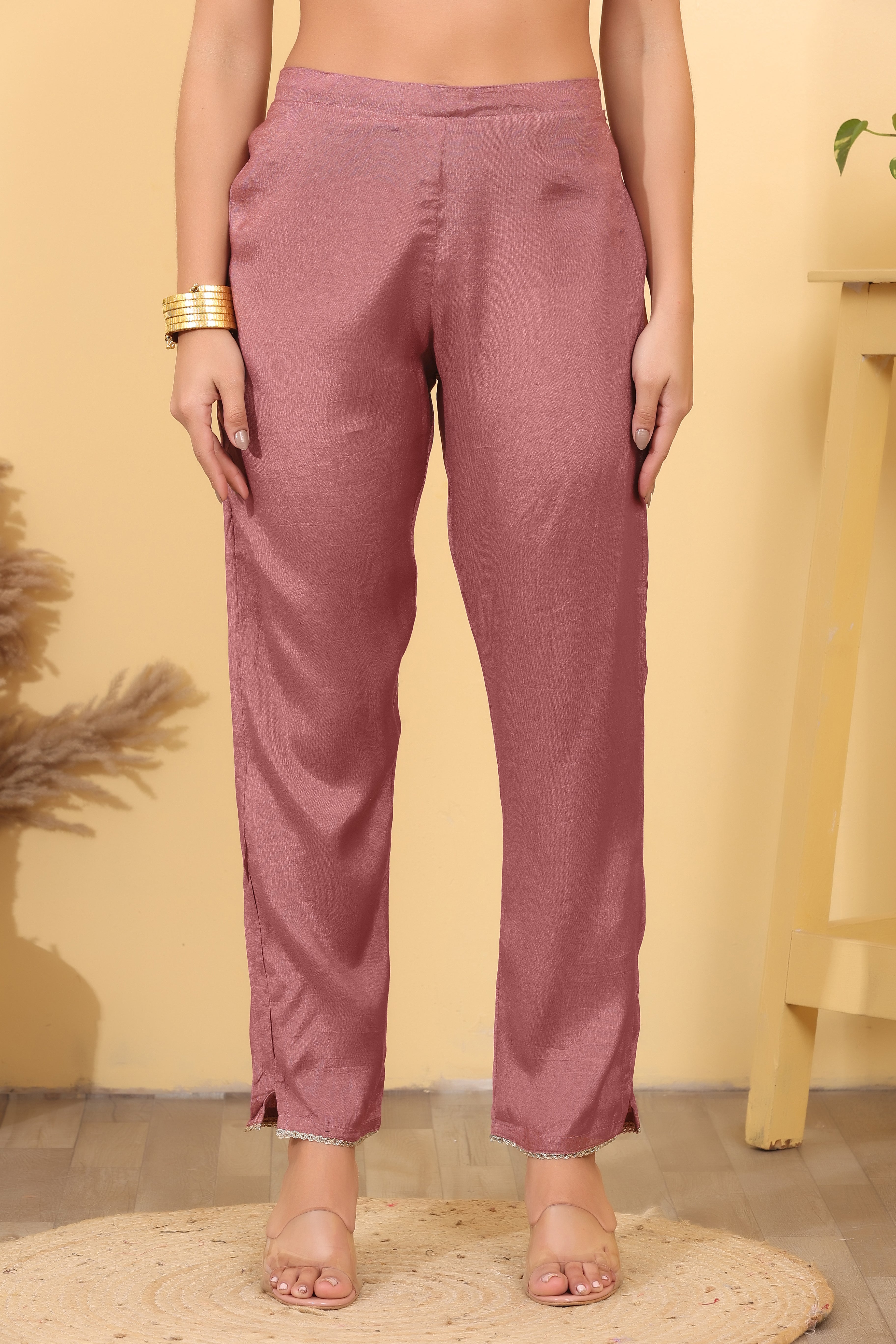 Dazzle Pink Silk Blend Salwar Kurta Set for Women