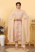 Golden Silk Embroidered Salwar Kurta Dupatta Set for Women