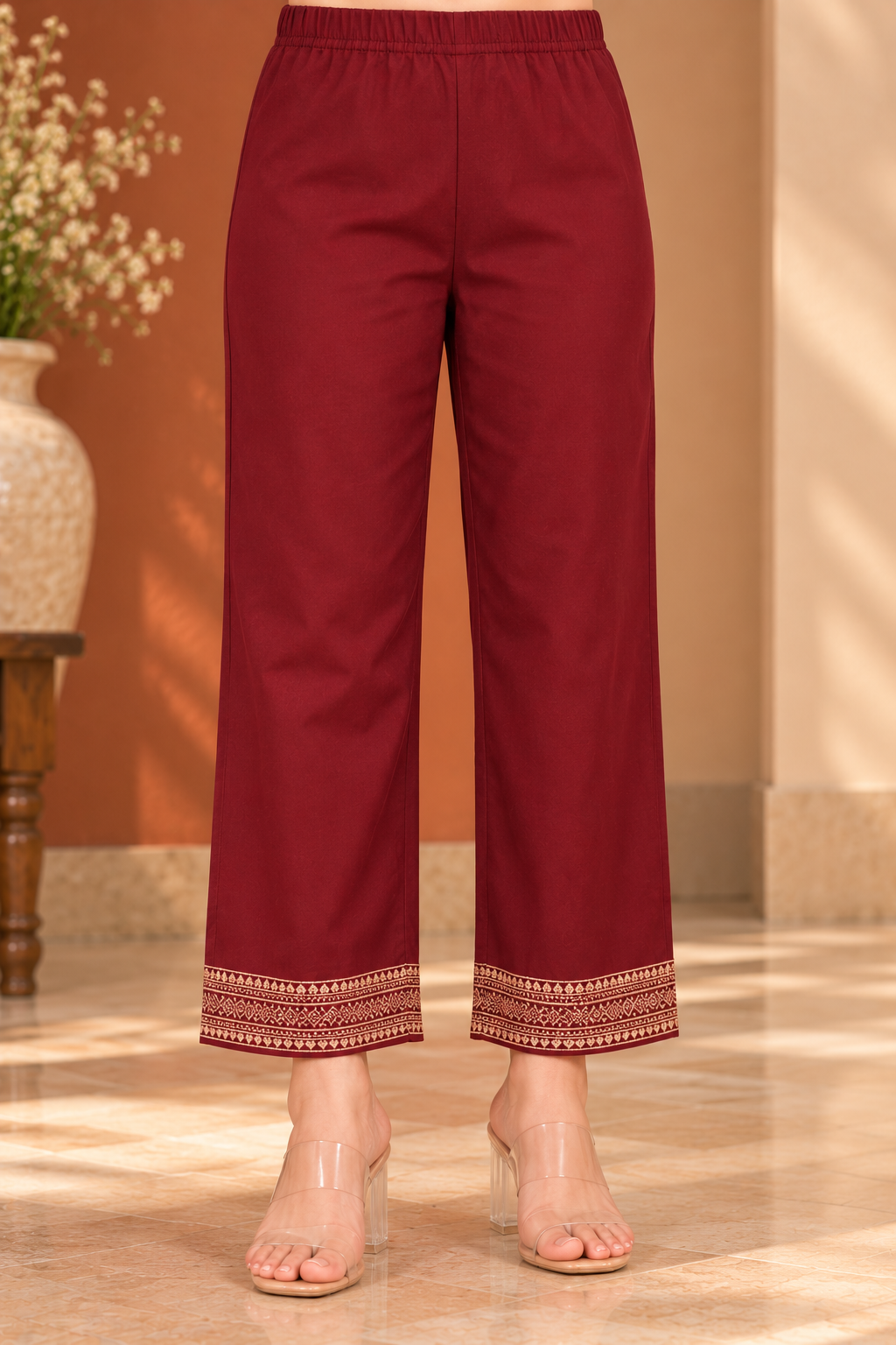 Maroon Ivory Print Jacquard Winter SKD