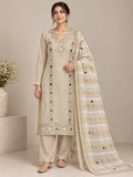 Chanderi Silk Mirror Work Unstitched Dress Material with Dupatta