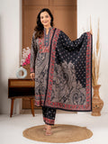 Black Wool Blend Printed Suit Set with Dupatta