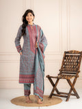 Blue Printed Wool Blend Suit Set with Matching Dupatta