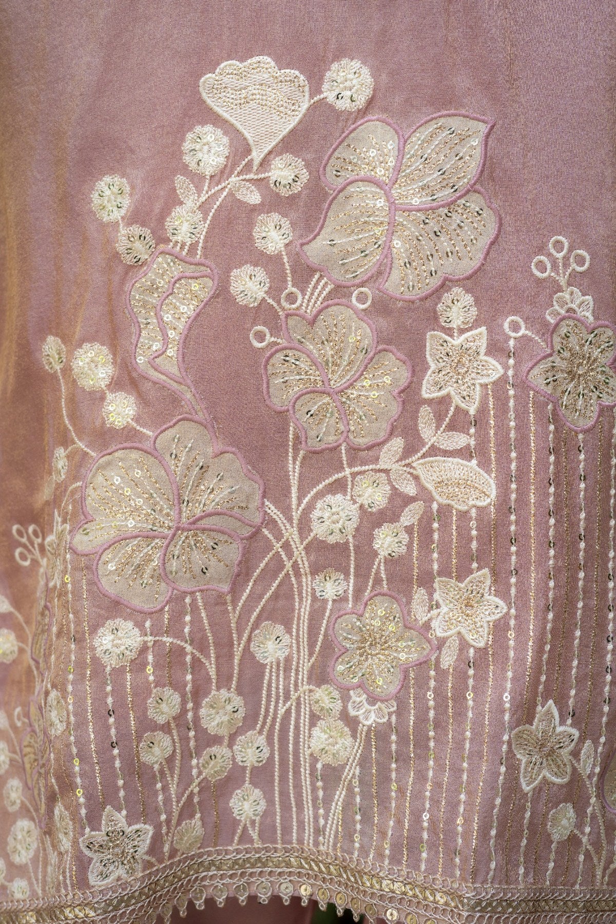 Foxy Pink Tissue Silk Embroidered Suit Set