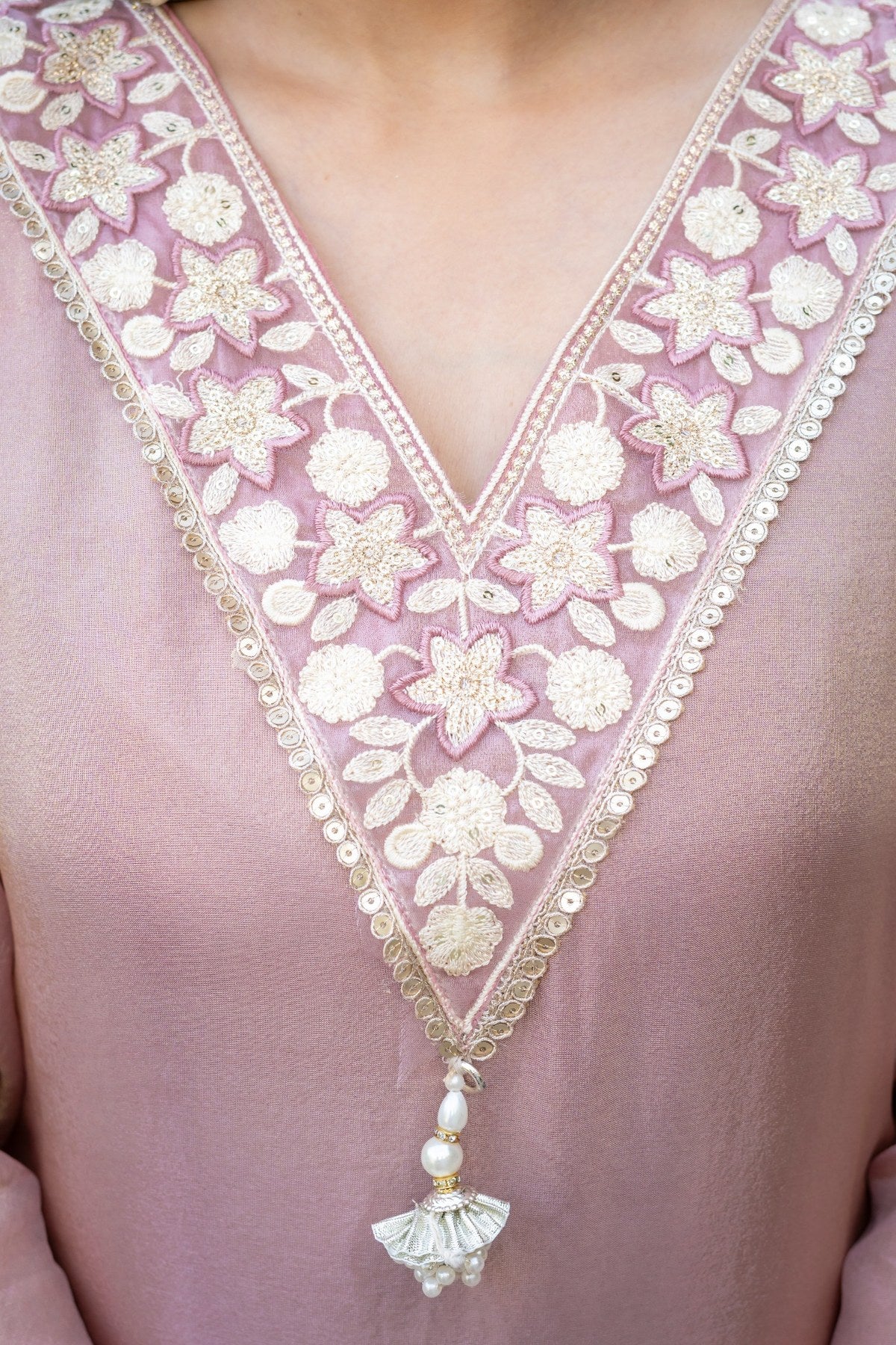Foxy Pink Tissue Silk Embroidered Suit Set