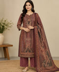 Rust Paisley Printed Cotton Blend Salwar Kurta Dupatta Set